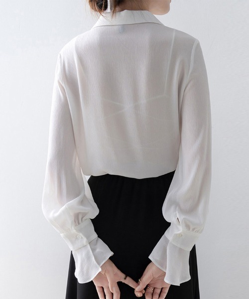 ONEP STAR（ワンピスター）の「ラッフルフリル長袖シャツブラウス（シャツ/ブラウス・レディース・ホワイト・MEDIUM/X-LARGE/LARGE）」の9枚目の写真