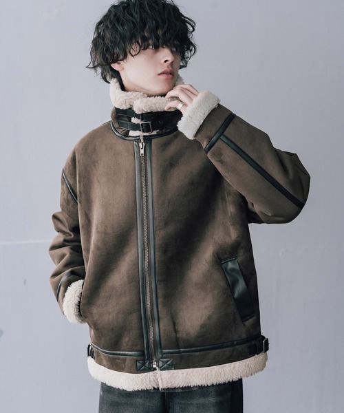 Rocky Monroe(ロッキーモンロー)の「オーバーサイズ B-3フェイクムートン2WAY裏ボアスタンドネックブルゾン(ブルゾン・メンズ・ブラック×ブラック/ブラック/ブラウン・M/L/XL)」の22枚目の写真