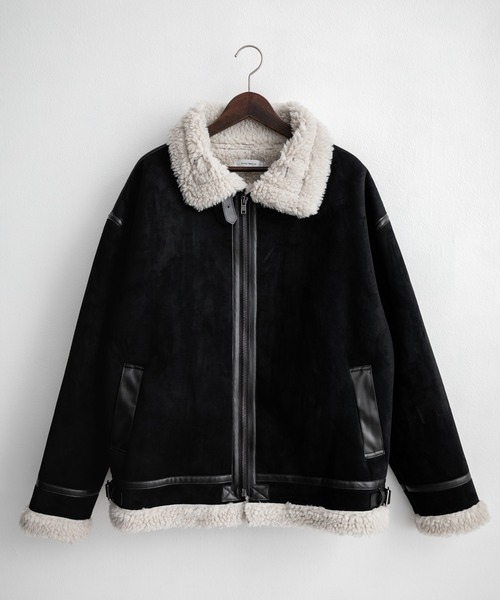 Rocky Monroe(ロッキーモンロー)の「オーバーサイズ B-3フェイクムートン2WAY裏ボアスタンドネックブルゾン(ブルゾン・メンズ・ブラック×ブラック/ブラック/ブラウン・M/L/XL)」の16枚目の写真