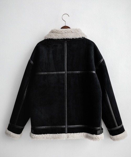 Rocky Monroe(ロッキーモンロー)の「オーバーサイズ B-3フェイクムートン2WAY裏ボアスタンドネックブルゾン(ブルゾン・メンズ・ブラック×ブラック/ブラック/ブラウン・M/L/XL)」の15枚目の写真
