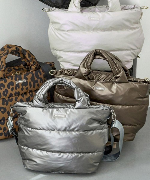 ROOTOTE(ルートート)の「ルートート / フェザールー デリ ダウンフェザー キルティング2WAYトートバッグ FE.デリ.モデレートーB(ショルダーバッグ・レディース・ブラック/シルバー/ブロンズ/ホワイト系その他・FREE)」の7枚目の写真