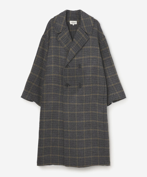 LE GLAZIK(ルグラジック)の「LE GLAZIK | ラムウールリバー ダブルブレストコート WOMEN(チェスターコート・レディース・グレー系その他/グレー/ダークネイビー・36)」の3枚目の写真