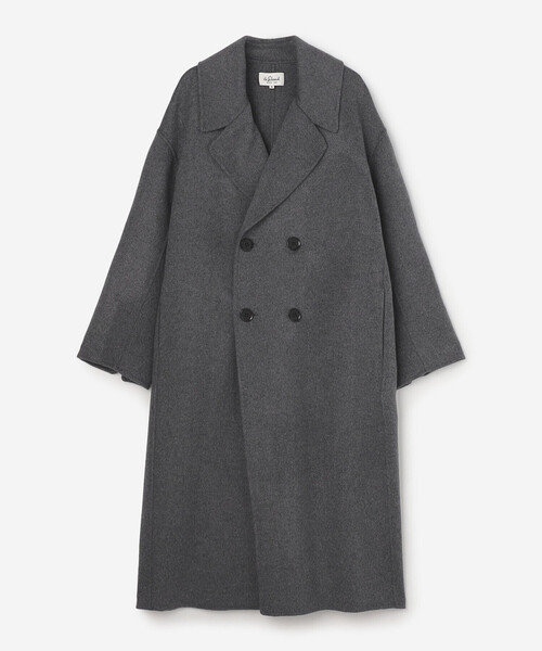 LE GLAZIK(ルグラジック)の「LE GLAZIK | ラムウールリバー ダブルブレストコート WOMEN(チェスターコート・レディース・グレー系その他/グレー/ダークネイビー・36)」の2枚目の写真