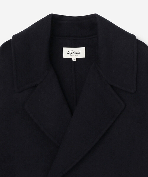 LE GLAZIK(ルグラジック)の「LE GLAZIK | ラムウールリバー ダブルブレストコート WOMEN(チェスターコート・レディース・グレー系その他/グレー/ダークネイビー・36)」の7枚目の写真