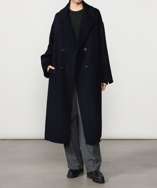 LE GLAZIK(ルグラジック)の「LE GLAZIK | ラムウールリバー ダブルブレストコート WOMEN(チェスターコート・レディース・グレー系その他/グレー/ダークネイビー・36)」の17枚目の写真