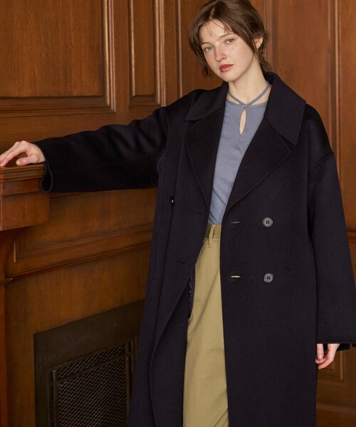 LE GLAZIK(ルグラジック)の「LE GLAZIK | ラムウールリバー ダブルブレストコート WOMEN(チェスターコート・レディース・グレー系その他/グレー/ダークネイビー・36)」の18枚目の写真