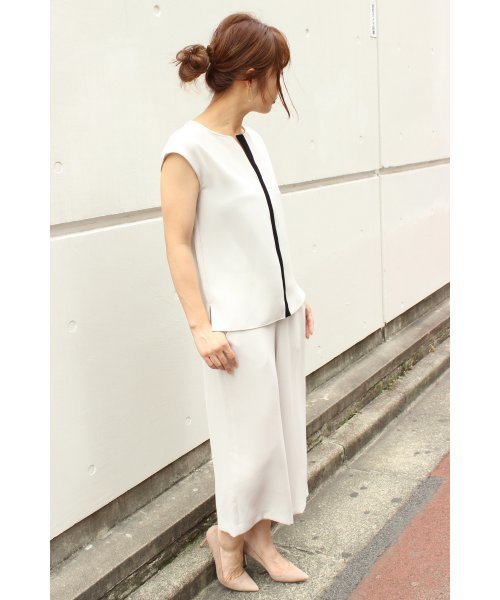 FIGARO Paris（フィガロパリ）の「《追加》Wクロスゴム8分丈ワイドパンツ◆（その他パンツ・レディース・ネイビー/ベージュ・36/38）」の3枚目の写真