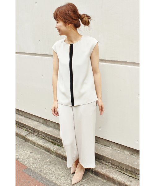 FIGARO Paris（フィガロパリ）の「《追加》Wクロスゴム8分丈ワイドパンツ◆（その他パンツ・レディース・ネイビー/ベージュ・36/38）」の10枚目の写真