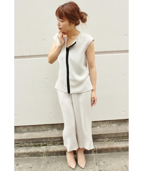 FIGARO Paris（フィガロパリ）の「《追加》Wクロスゴム8分丈ワイドパンツ◆（その他パンツ・レディース・ネイビー/ベージュ・36/38）」の12枚目の写真