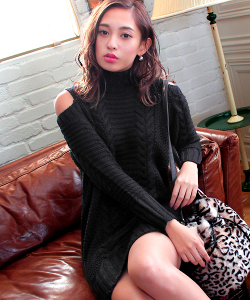Chille Anap チルアナップ の 肩あきケーブルニットワンピース ワンピース Wear Chille Anap チルアナップ の 肩あきケーブルニットワンピース ワンピース Wear