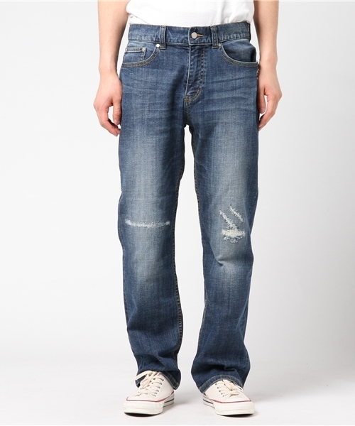 Request（リクエスト）の「【REQUEST】　ルーズフィットデニム　リペア（デニムパンツ・メンズ・インディゴブルー/ライトインディゴブルー・2/3）」の4枚目の写真