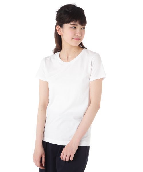 HANES（ヘインズ）の「《HANES》ベーシックラウンドネックTシャツ（Tシャツ/カットソー・レディース・ブラック/グレー・MEDIUM）」の3枚目の写真