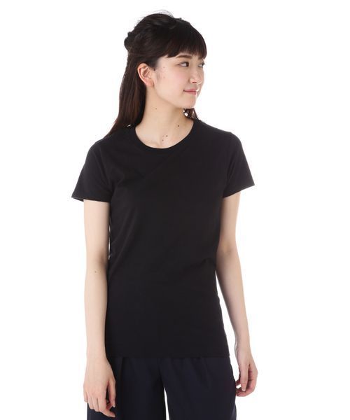 HANES（ヘインズ）の「《HANES》ベーシックラウンドネックTシャツ（Tシャツ/カットソー・レディース・ブラック/グレー・MEDIUM）」の6枚目の写真