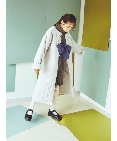 merry jenny（メリージェニー）の「【高橋愛コラボ】ベロアキルティングコート（その他アウター・レディース・グレー/ピンク・FREE）」の8枚目の写真