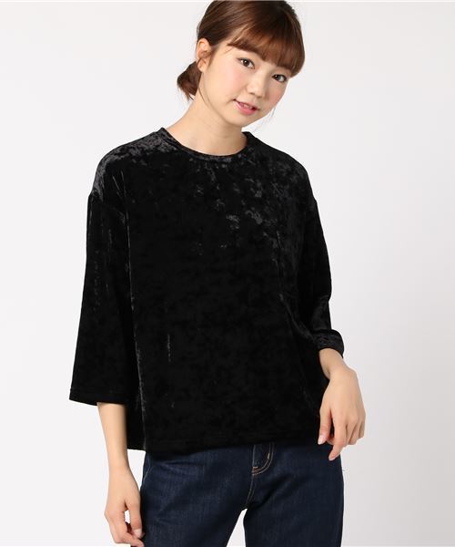 GeeRA(ジーラ)の「ワイドスリーブベロアプルオーバー(Tシャツ/カットソー・レディース・ブラック/ブラウン/サンドグレー・SMALL/MEDIUM/LARGE/X-LARGE)」の2枚目の写真
