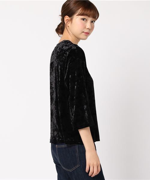 GeeRA(ジーラ)の「ワイドスリーブベロアプルオーバー(Tシャツ/カットソー・レディース・ブラック/ブラウン/サンドグレー・SMALL/MEDIUM/LARGE/X-LARGE)」の4枚目の写真