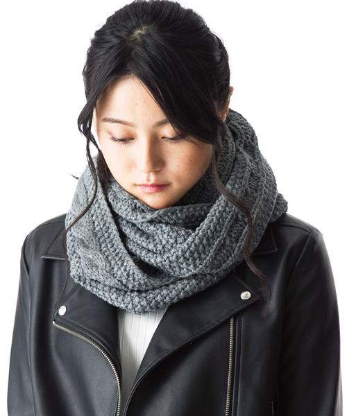 QUEENHEAD（クイーンヘッド）の「細編みニットスヌード（ネックウォーマー/スヌード・レディース・グレー/グリーン/ネイビー/イエロー・FREE）」の16枚目の写真