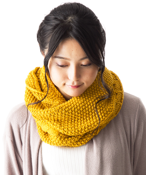 QUEENHEAD（クイーンヘッド）の「細編みニットスヌード（ネックウォーマー/スヌード・レディース・グレー/グリーン/ネイビー/イエロー・FREE）」の22枚目の写真
