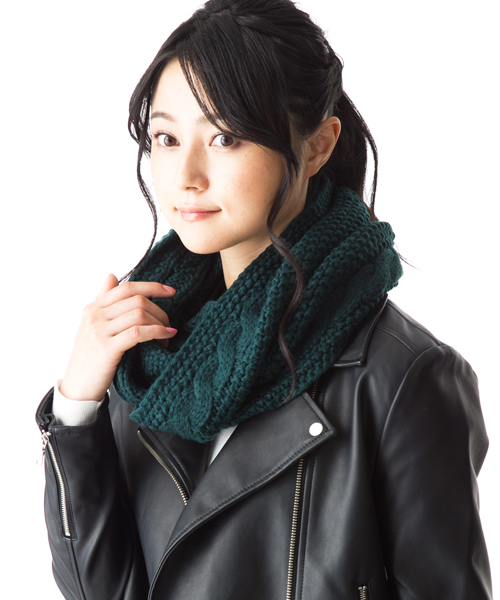 QUEENHEAD（クイーンヘッド）の「細編みニットスヌード（ネックウォーマー/スヌード・レディース・グレー/グリーン/ネイビー/イエロー・FREE）」の14枚目の写真