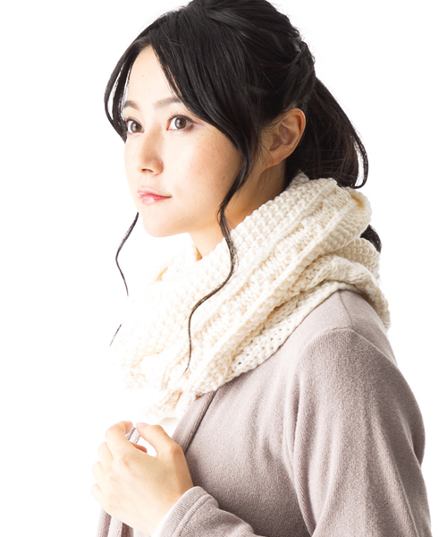 QUEENHEAD（クイーンヘッド）の「細編みニットスヌード（ネックウォーマー/スヌード・レディース・グレー/グリーン/ネイビー/イエロー・FREE）」の17枚目の写真