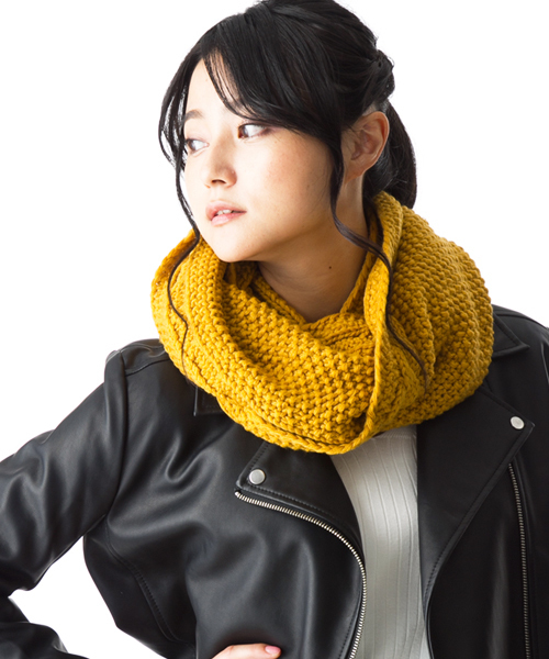 QUEENHEAD（クイーンヘッド）の「細編みニットスヌード（ネックウォーマー/スヌード・レディース・グレー/グリーン/ネイビー/イエロー・FREE）」の13枚目の写真