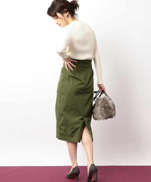 green label relaxing（グリーンレーベルリラクシング）の「[WEB限定] NFC ミリタリータックスカート（スカート・レディース・ベージュ/ネイビー/オリーブ・38/36）」の13枚目の写真