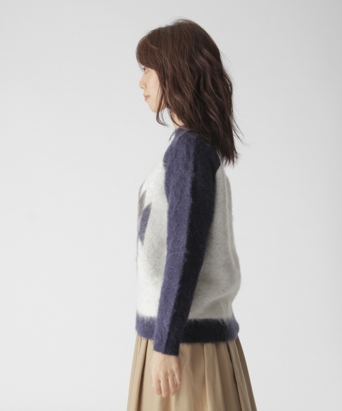BAYFLOW(ベイフロー)の「BAYFLOW/モヘヤジャガードオルテガニット(ニット/セーター・レディース・ブルー/グレー・MEDIUM/SMALL)」の13枚目の写真