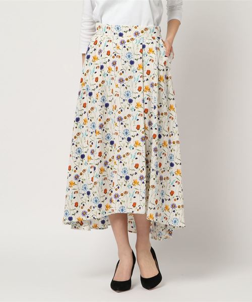 RIVE DROITE（リヴドロワ）の「フラワープリントミディスカート（スカート・レディース・ホワイト/ネイビー・FREE）」の10枚目の写真