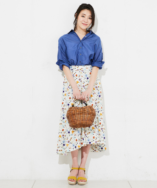 RIVE DROITE（リヴドロワ）の「フラワープリントミディスカート（スカート・レディース・ホワイト/ネイビー・FREE）」の8枚目の写真