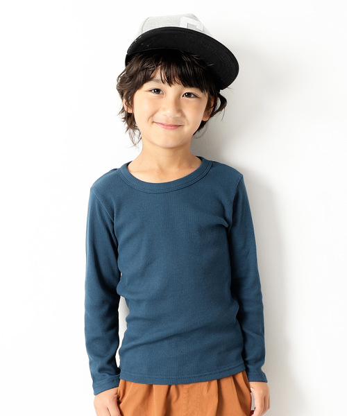 devirock(デビロック)の「リブ長袖クルーネックTシャツ カットソー(Tシャツ/カットソー・キッズ・ブラック/レッド/オフホワイト/ブルー系その他/ヘザーチャコール・110cm/100cm/120cm/130cm/140cm/150cm/160cm)」の5枚目の写真