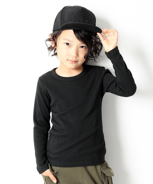 devirock(デビロック)の「リブ長袖クルーネックTシャツ カットソー(Tシャツ/カットソー・キッズ・ブラック/レッド/オフホワイト/ブルー系その他/ヘザーチャコール・110cm/100cm/120cm/130cm/140cm/150cm/160cm)」の3枚目の写真