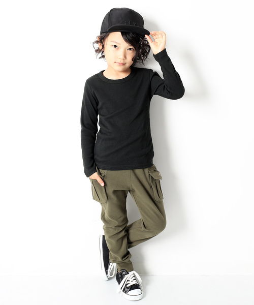 devirock(デビロック)の「リブ長袖クルーネックTシャツ カットソー(Tシャツ/カットソー・キッズ・ブラック/レッド/オフホワイト/ブルー系その他/ヘザーチャコール・110cm/100cm/120cm/130cm/140cm/150cm/160cm)」の7枚目の写真