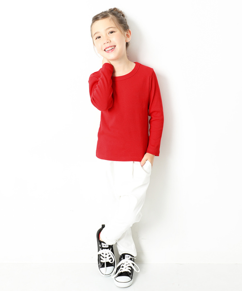 devirock(デビロック)の「リブ長袖クルーネックTシャツ カットソー(Tシャツ/カットソー・キッズ・ブラック/レッド/オフホワイト/ブルー系その他/ヘザーチャコール・110cm/100cm/120cm/130cm/140cm/150cm/160cm)」の10枚目の写真