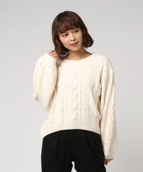 one way（ワンウェイ）の「モールケーブルPO（ニット/セーター・レディース・ライトブルー/ラベンダー/ライトブラウン/ホワイト・M）」の7枚目の写真