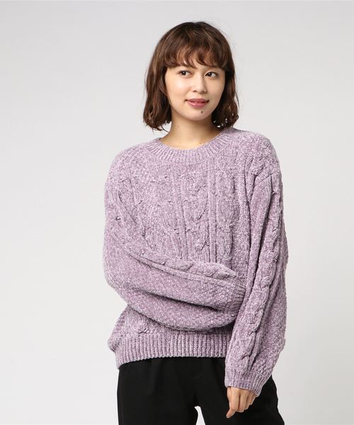 one way（ワンウェイ）の「モールケーブルPO（ニット/セーター・レディース・ライトブルー/ラベンダー/ライトブラウン/ホワイト・M）」の4枚目の写真