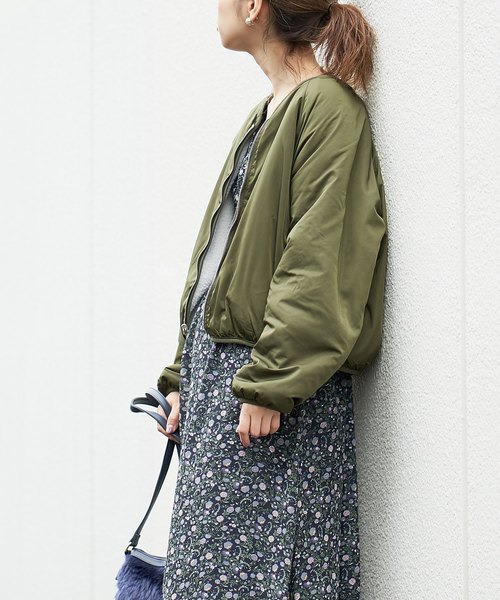 natural couture（ナチュラルクチュール）の「リバーシブルボアドルマンブルゾン（ブルゾン・レディース・ブラック/カーキ/ピンク/グレイッシュベージュ・FREE）」の3枚目の写真