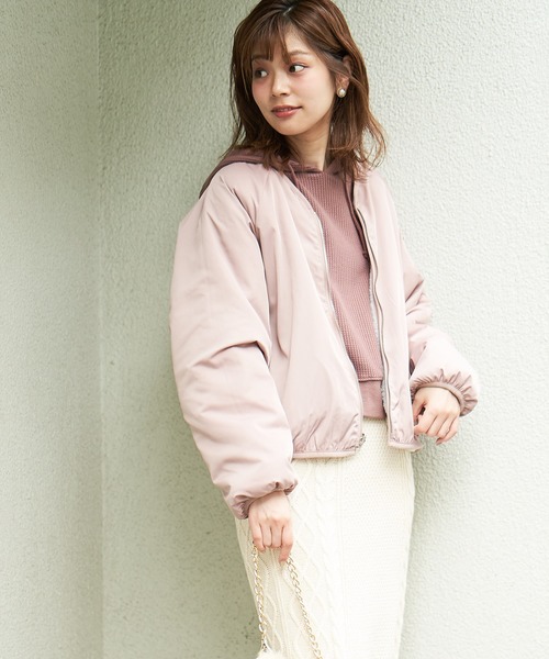 natural couture（ナチュラルクチュール）の「リバーシブルボアドルマンブルゾン（ブルゾン・レディース・ブラック/カーキ/ピンク/グレイッシュベージュ・FREE）」の4枚目の写真