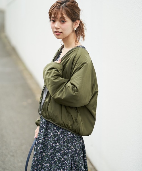 natural couture（ナチュラルクチュール）の「リバーシブルボアドルマンブルゾン（ブルゾン・レディース・ブラック/カーキ/ピンク/グレイッシュベージュ・FREE）」の17枚目の写真