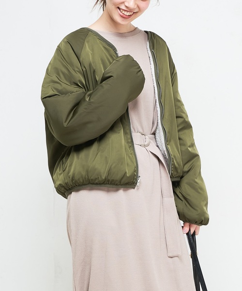 natural couture（ナチュラルクチュール）の「リバーシブルボアドルマンブルゾン（ブルゾン・レディース・ブラック/カーキ/ピンク/グレイッシュベージュ・FREE）」の19枚目の写真