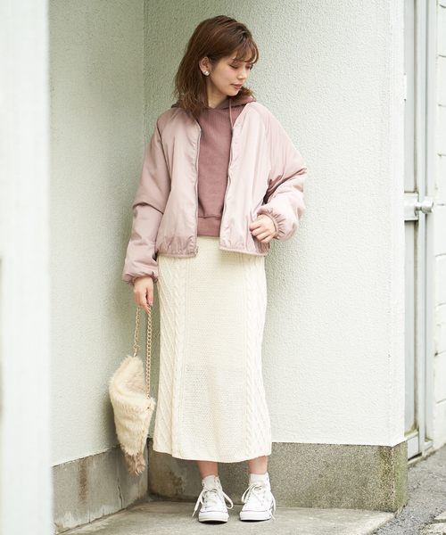 natural couture（ナチュラルクチュール）の「リバーシブルボアドルマンブルゾン（ブルゾン・レディース・ブラック/カーキ/ピンク/グレイッシュベージュ・FREE）」の12枚目の写真