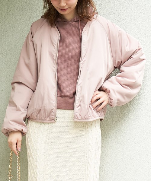 natural couture（ナチュラルクチュール）の「リバーシブルボアドルマンブルゾン（ブルゾン・レディース・ブラック/カーキ/ピンク/グレイッシュベージュ・FREE）」の14枚目の写真