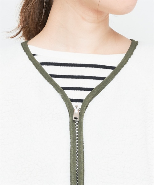 natural couture（ナチュラルクチュール）の「リバーシブルボアドルマンブルゾン（ブルゾン・レディース・ブラック/カーキ/ピンク/グレイッシュベージュ・FREE）」の6枚目の写真