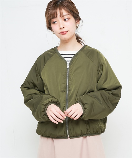 natural couture（ナチュラルクチュール）の「リバーシブルボアドルマンブルゾン（ブルゾン・レディース・ブラック/カーキ/ピンク/グレイッシュベージュ・FREE）」の10枚目の写真