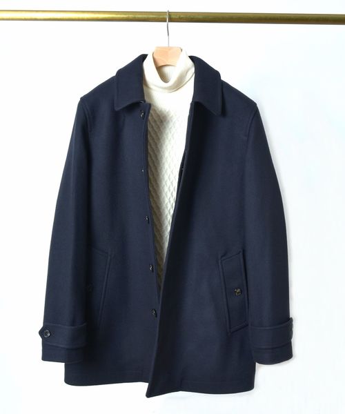 LONDON TRADITION（ロンドントラディション）の「LONDON TRADITION: メルトン シングルコート（ステンカラーコート・メンズ・ネイビー/ダークグレー・SMALL/MEDIUM/LARGE/X-LARGE）」の2枚目の写真
