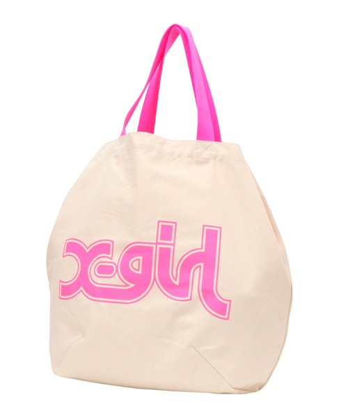 X-girl（エックスガール）の「OUTLINE LOGO BAG（トートバッグ・レディース・ホワイト/ブラック/レッド/ネイビー・ONE SIZE）」の2枚目の写真