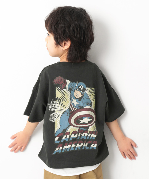 MARVEL（マーベル）の「MARVEL キャプテンアメリカアメコミBIGシルエットTシャツ（Tシャツ/カットソー・キッズ・ホワイト/スミクロ・140cm/150cm/130cm/110cm/120cm/100cm/160cm）」の2枚目の写真