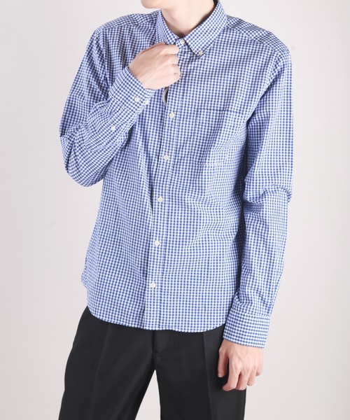 WESTSEA(ウエストシー)の「日本製 ボタンダウン 長袖ギンガムチェックシャツ/ストライプシャツ(シャツ/ブラウス・メンズ・ブルー/ブラック/ネイビー/ブラック系その他/ブルー系その他/ブルー系その他2/ホワイト/ブルー系その他4/ブルー系その他3/ホワイト系その他/ブラック系その他2/ブルー系その他5/ブルー系その他6・S/M/L/XL/LL)」の15枚目の写真