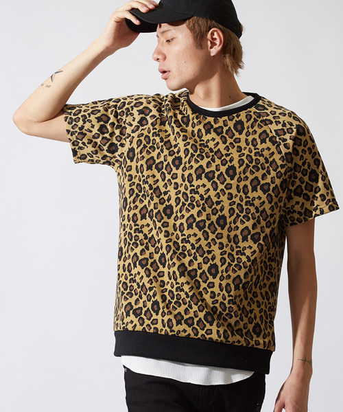 improves(インプローブス)の「半袖ヒョウ柄裏毛スウェットプリントトレーナー(スウェット)」|レオパード