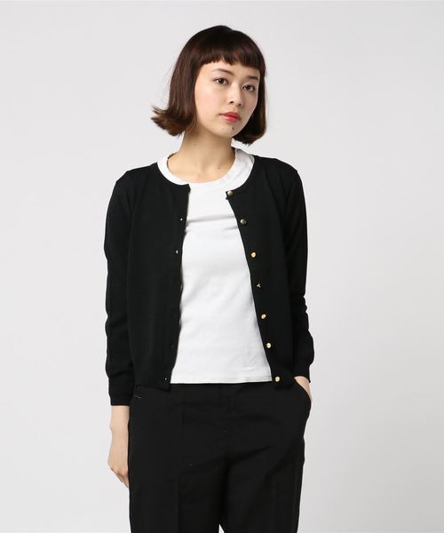 TRUDEA(トルディア)の「金ボタン ショートカーディガン(カーディガン/ボレロ・レディース・ホワイト/ブラック/ネイビー/カーキ/ピンク/モカ・SMALL/MEDIUM/LARGE)」の3枚目の写真