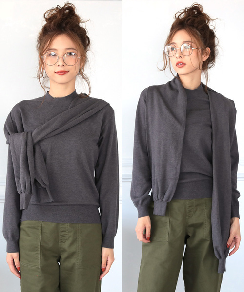 DONOBAN（ドノバン）の「ドッキングニット [E]（ニット/セーター・レディース・ブラック/ベージュ/モカ/チャコール・M）」の8枚目の写真